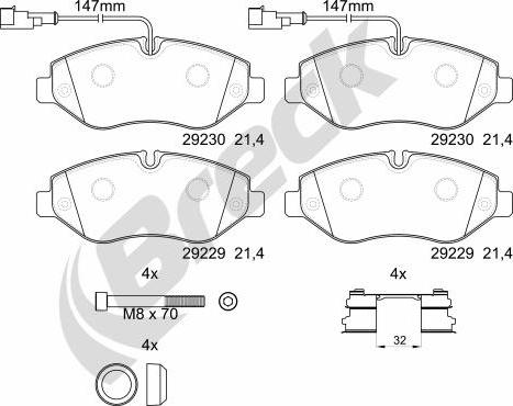 Breck 29229 00 703 10 - Kit pastiglie freno, Freno a disco autozon.pro