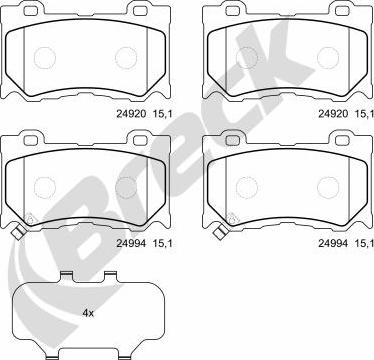 Breck 24994 00 551 00 - Kit pastiglie freno, Freno a disco autozon.pro