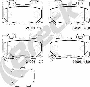 Breck 24995 00 554 00 - Kit pastiglie freno, Freno a disco autozon.pro