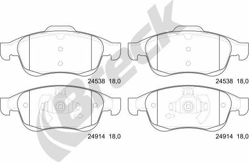 Breck 24914 00 651 00 - Kit pastiglie freno, Freno a disco autozon.pro