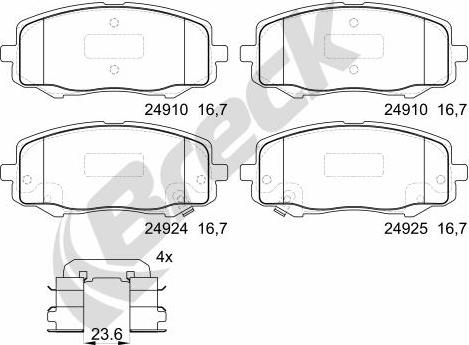 Breck 24910 00 702 00 - Kit pastiglie freno, Freno a disco autozon.pro