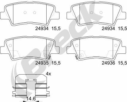 Breck 24934 00 702 00 - Kit pastiglie freno, Freno a disco autozon.pro