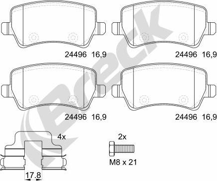 Breck 24496 00 702 00 - Kit pastiglie freno, Freno a disco autozon.pro