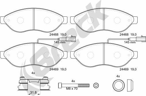 Breck 24469 00 703 20 - Kit pastiglie freno, Freno a disco autozon.pro