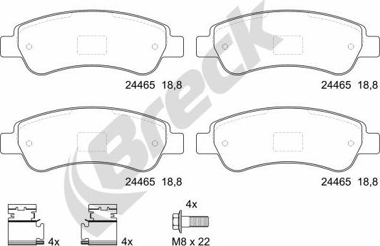 Breck 24465 00 703 00 - Kit pastiglie freno, Freno a disco autozon.pro