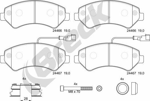 Breck 24467 00 703 10 - Kit pastiglie freno, Freno a disco autozon.pro