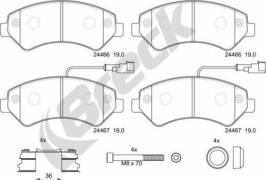 Breck 24467 00 703 20 - Kit pastiglie freno, Freno a disco autozon.pro