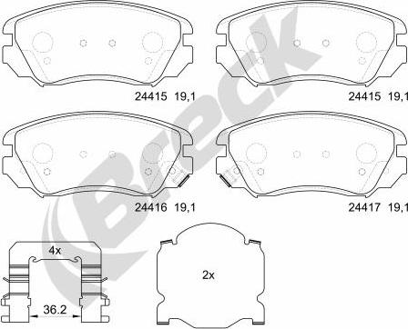 Breck 24415 00 701 10 - Kit pastiglie freno, Freno a disco autozon.pro