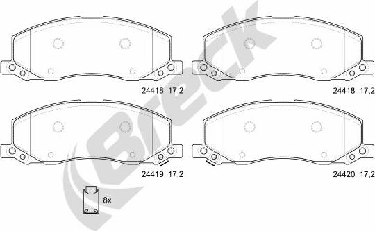 Breck 24418 00 701 10 - Kit pastiglie freno, Freno a disco autozon.pro