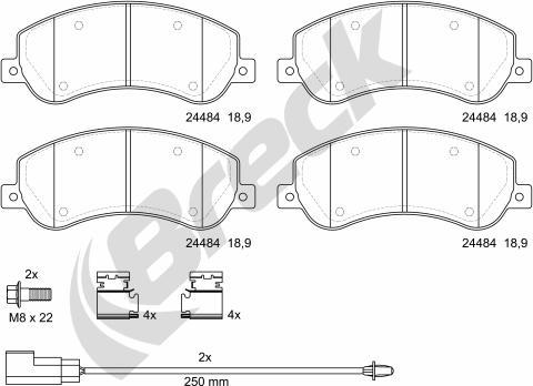 Breck 24484 00 703 10 - Kit pastiglie freno, Freno a disco autozon.pro