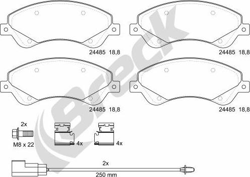 Breck 24485 00 703 10 - Kit pastiglie freno, Freno a disco autozon.pro