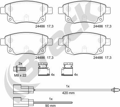 Breck 24486 00 702 10 - Kit pastiglie freno, Freno a disco autozon.pro