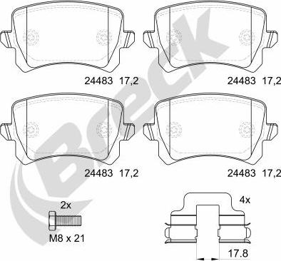 Breck 24483 00 704 10 - Kit pastiglie freno, Freno a disco autozon.pro