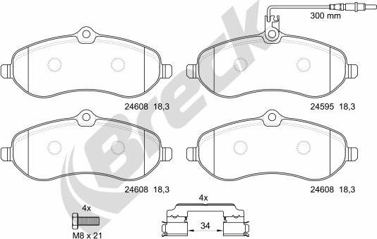 Breck 24595 00 701 00 - Kit pastiglie freno, Freno a disco autozon.pro