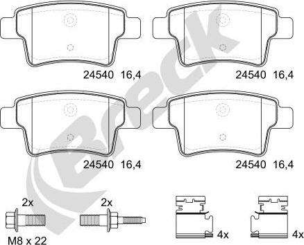 Breck 24540 00 704 00 - Kit pastiglie freno, Freno a disco autozon.pro