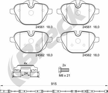 Breck 24561 00 552 00 - Kit pastiglie freno, Freno a disco autozon.pro