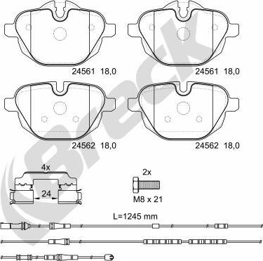 Breck 24561 00 552 10 - Kit pastiglie freno, Freno a disco autozon.pro