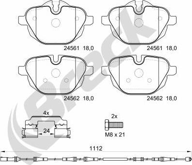 Breck 24561 00 552 20 - Kit pastiglie freno, Freno a disco autozon.pro