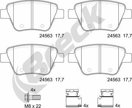 Breck 24563 00 704 00 - Kit pastiglie freno, Freno a disco autozon.pro