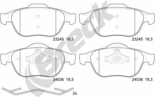 Breck 24536 00 701 00 - Kit pastiglie freno, Freno a disco autozon.pro