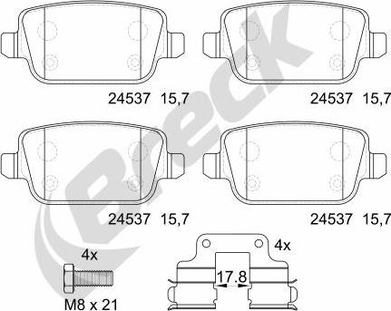 Breck 24537 00 702 10 - Kit pastiglie freno, Freno a disco autozon.pro