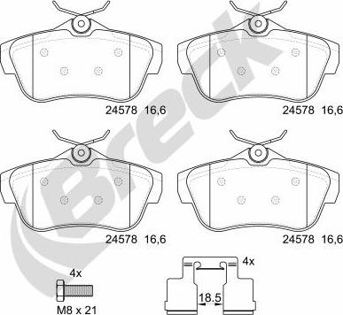 Breck 24578 00 702 00 - Kit pastiglie freno, Freno a disco autozon.pro