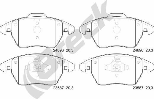 Breck 24696 00 701 00 - Kit pastiglie freno, Freno a disco autozon.pro