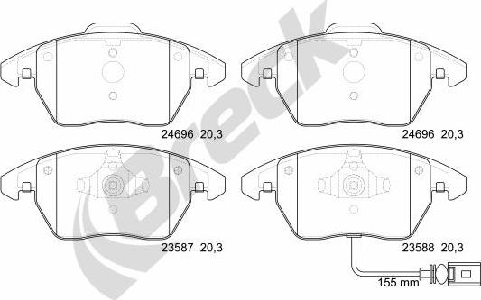 Breck 24696 00 701 10 - Kit pastiglie freno, Freno a disco autozon.pro