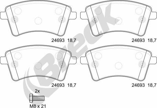 Breck 24693 00 701 00 - Kit pastiglie freno, Freno a disco autozon.pro