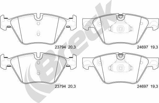 Breck 24697 00 551 00 - Kit pastiglie freno, Freno a disco autozon.pro