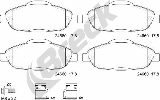 Breck 24660 00 701 00 - Kit pastiglie freno, Freno a disco autozon.pro