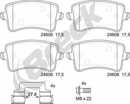 Breck 24606 00 554 00 - Kit pastiglie freno, Freno a disco autozon.pro