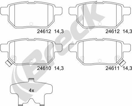 Breck 24610 00 704 10 - Kit pastiglie freno, Freno a disco autozon.pro