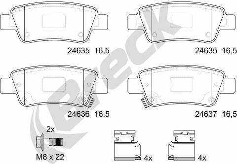 Breck 24635 00 704 00 - Kit pastiglie freno, Freno a disco autozon.pro