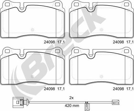 Breck 24098 00 551 00 - Kit pastiglie freno, Freno a disco autozon.pro