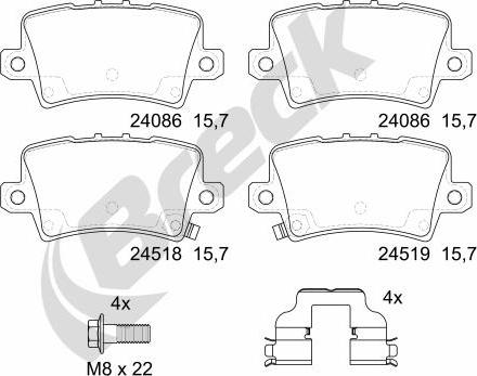 Breck 24086 00 704 10 - Kit pastiglie freno, Freno a disco autozon.pro