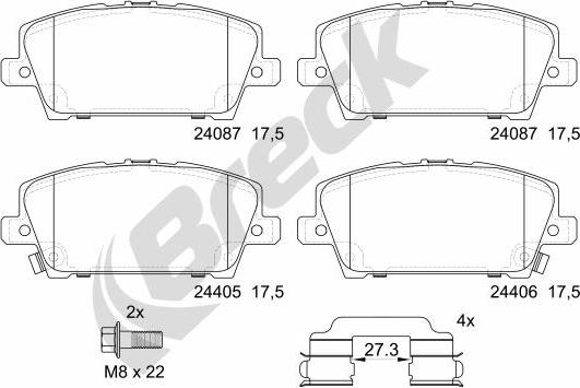 Breck 24087 00 701 10 - Kit pastiglie freno, Freno a disco autozon.pro