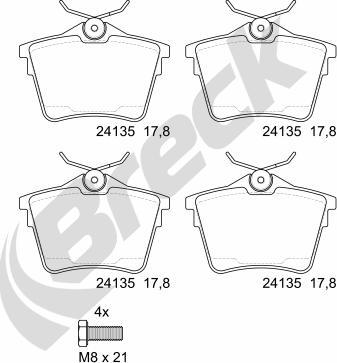 Breck 24135 00 704 00 - Kit pastiglie freno, Freno a disco autozon.pro