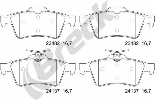 Breck 24137 00 702 00 - Kit pastiglie freno, Freno a disco autozon.pro