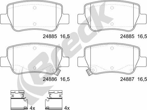 Breck 24885 00 704 10 - Kit pastiglie freno, Freno a disco autozon.pro