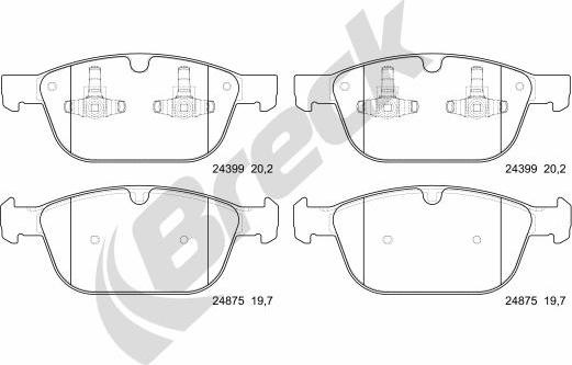 Breck 24399 00 553 00 - Kit pastiglie freno, Freno a disco autozon.pro