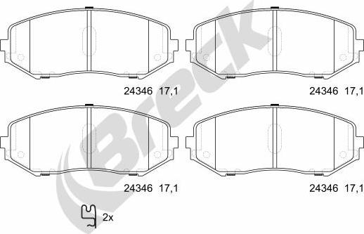 Breck 24346 00 701 00 - Kit pastiglie freno, Freno a disco autozon.pro