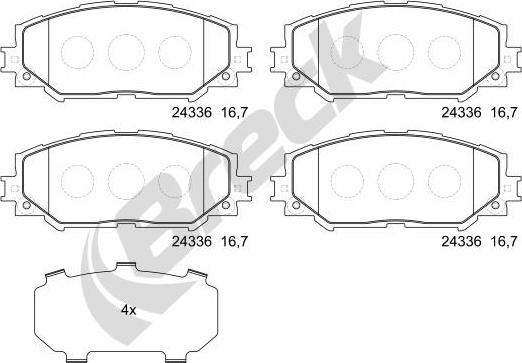 Breck 24336 00 701 00 - Kit pastiglie freno, Freno a disco autozon.pro