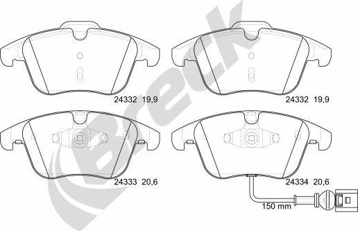 Breck 24333 00 701 10 - Kit pastiglie freno, Freno a disco autozon.pro