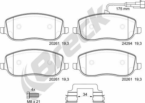 Breck 24294 00 701 00 - Kit pastiglie freno, Freno a disco autozon.pro