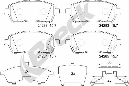 Breck 24283 00 702 10 - Kit pastiglie freno, Freno a disco autozon.pro