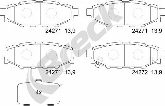 Breck 24271 00 702 10 - Kit pastiglie freno, Freno a disco autozon.pro