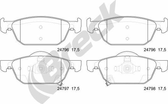 Breck 24796 00 701 00 - Kit pastiglie freno, Freno a disco autozon.pro