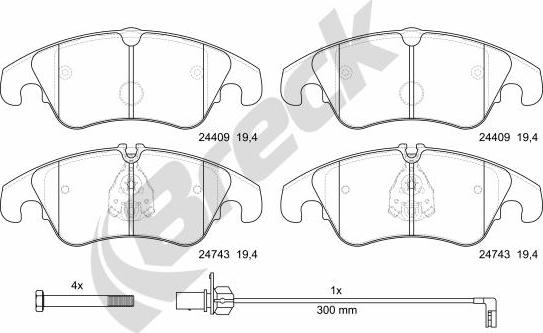 Breck 24743 00 551 00 - Kit pastiglie freno, Freno a disco autozon.pro