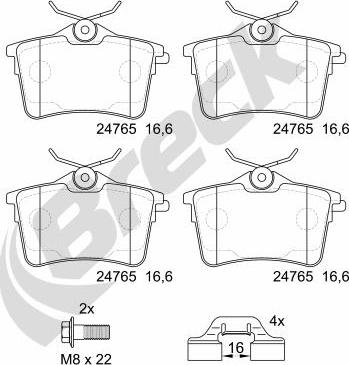 Breck 24765 00 704 00 - Kit pastiglie freno, Freno a disco autozon.pro